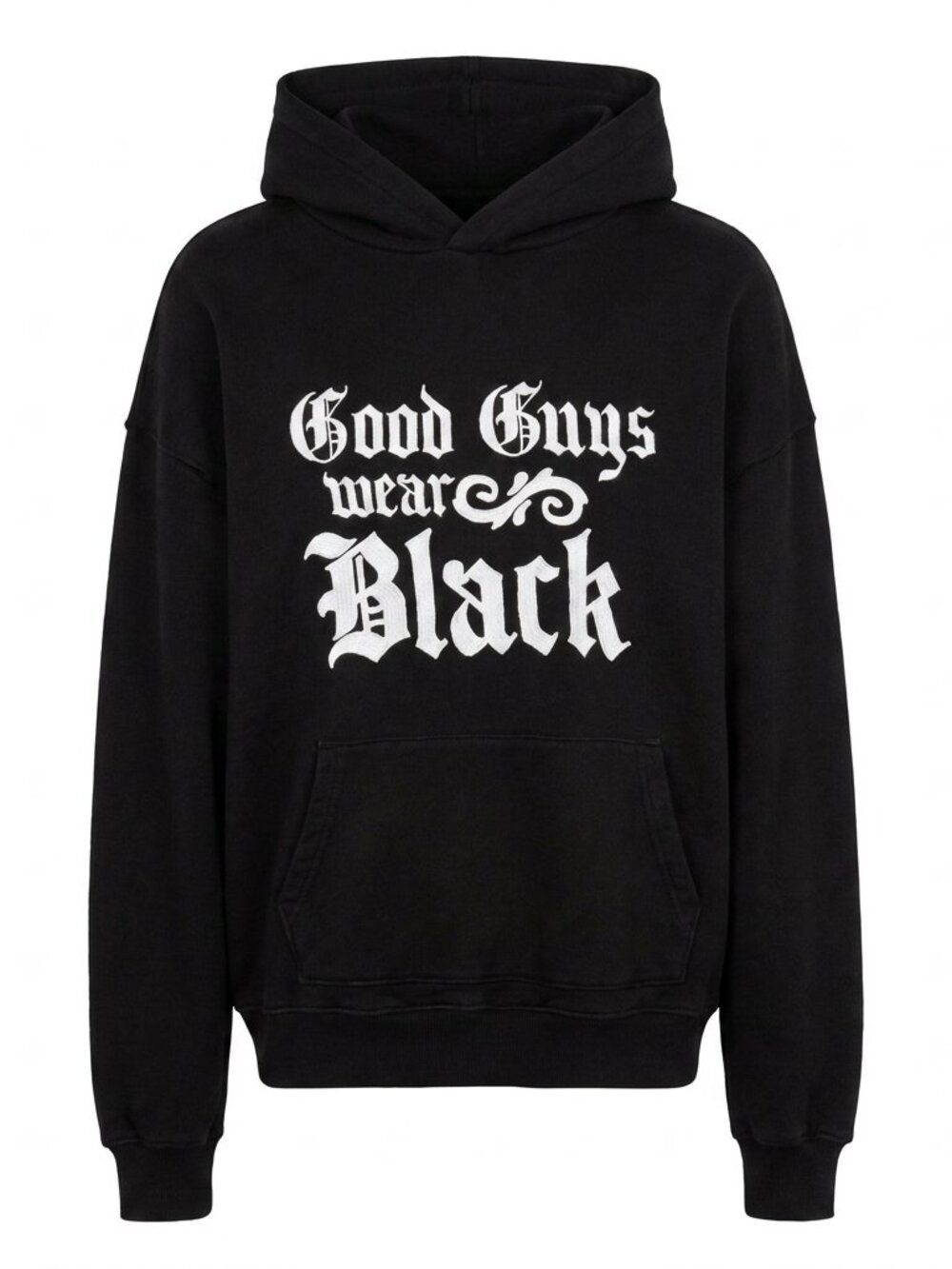 Amiri - Heavy Duty Oversized Size Small - Black 'Good Guys Wear Black' Hoodie.